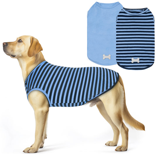 KYEESE 2Pack Striped Dog Shirts – Lightweight Cotton Sleeveless T-Shirts