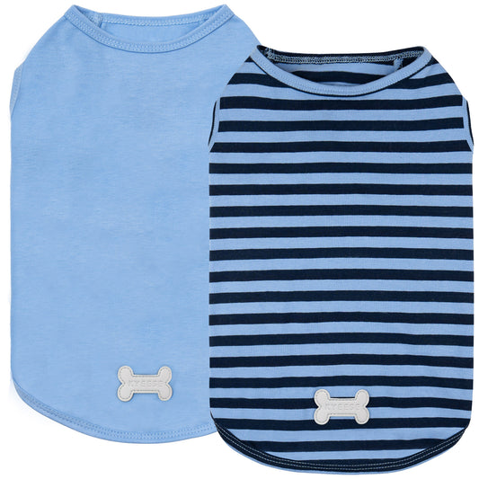 KYEESE 2Pack Striped Dog Shirts – Lightweight Cotton Sleeveless T-Shirts