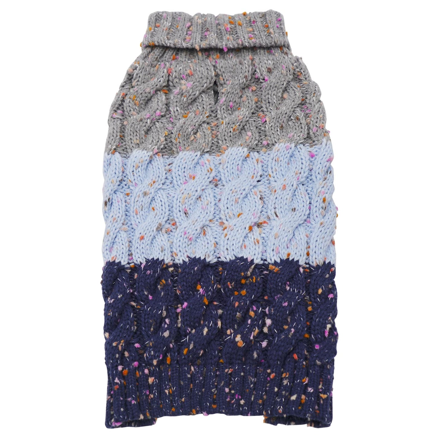 KYEESE Dog Sweaters-Color Block Fuzzy Thread Knitted Turtleneck Fall Winter Dog Sweater