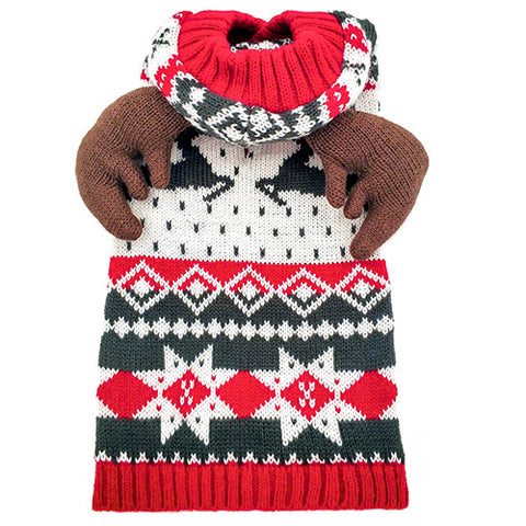 KYEESE Holiday Reindeer Snowflake Knitwear Pet Sweater Hoodie