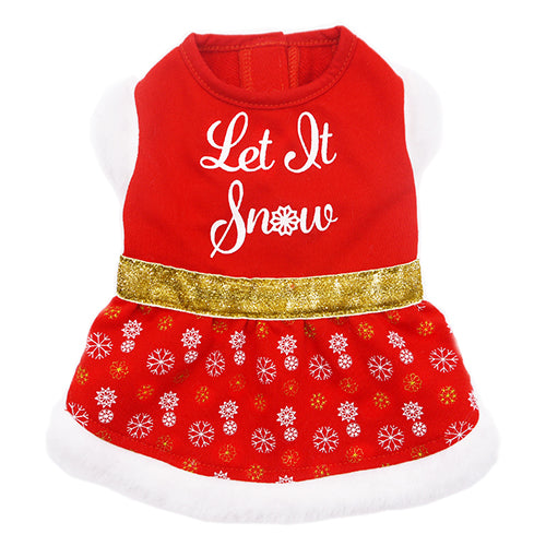 KYEESE Christmas Holiday Fur Hem Pet Dress