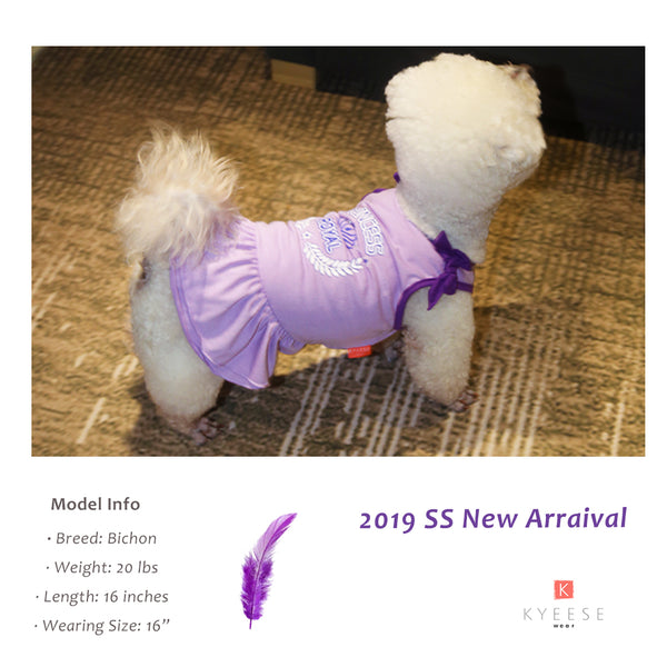KYEESE Dog Princess Dresses Purple Bowtie Pet Clothes for Yorkshire Vest Shirt Sundress