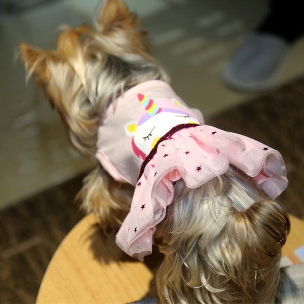 KYEESE Dog Unicorn Dress Princess Pet Apparel Dogs Wedding Dress Spring Summer Fashion