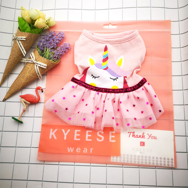 KYEESE Dog Unicorn Dress Princess Pet Apparel Dogs Wedding Dress Spring Summer Fashion