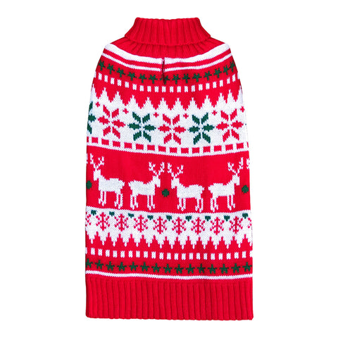 KYEESE Christmas Dog Sweaters Snowflake Reindeer Holiday Dog Sweater with Leash Hole Ugly Dog Sweater