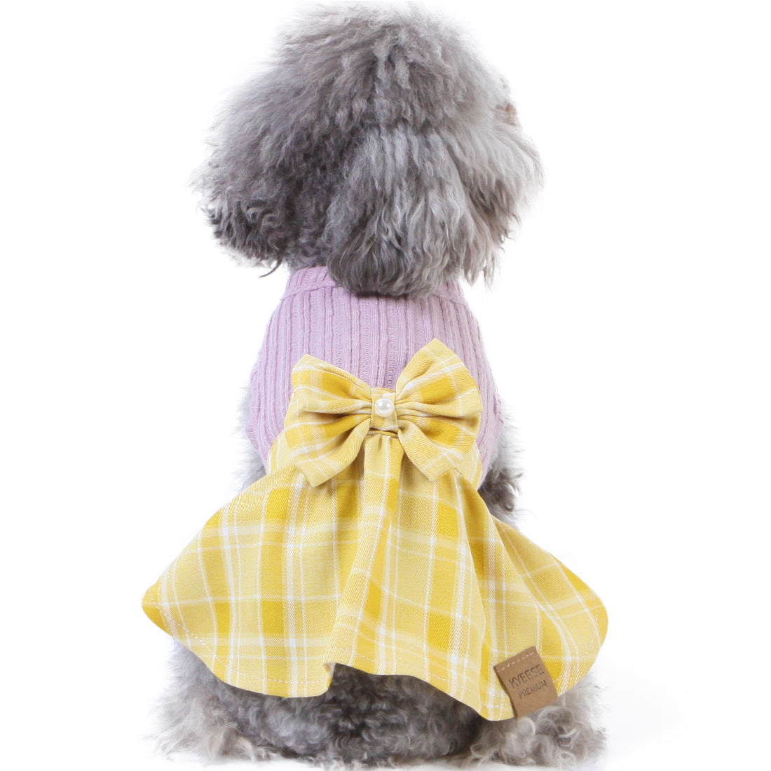 KYEESE Dog Plaid Dress with Bowtie Dog Dresses for Small/Medium Dogs Cat Dress Checked