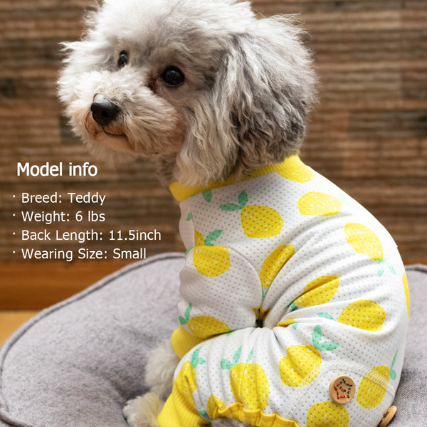 KYEESE Dog Pajamas Stretchable Dog Pjs 4 Legs Pet PJS Lemon Lightweight Puppy Cat Pajama Onesie
