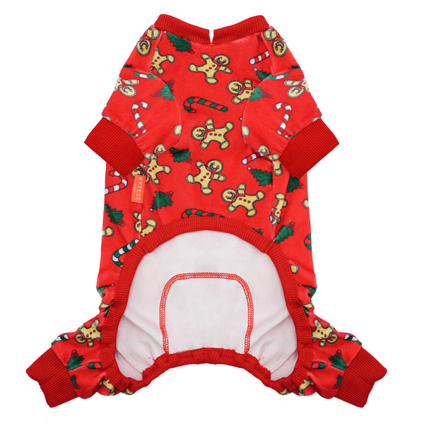 KYEESE Dog Pajamas Christmas Tree Gingerbread Man Dog Pjs Xmas Holiday Dog Onesie Stretchable Soft Material