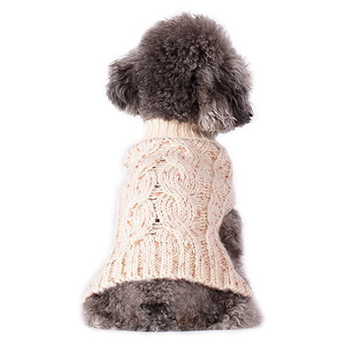 KYEESE Golden Yarn Fashion Cable Knit Pet Sweater (BEIGE)