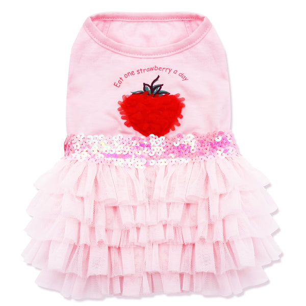 KYEESE Dog Dresses Princess Strawberry Dogs Dresses for Small/Medium Dogs Cat Dress