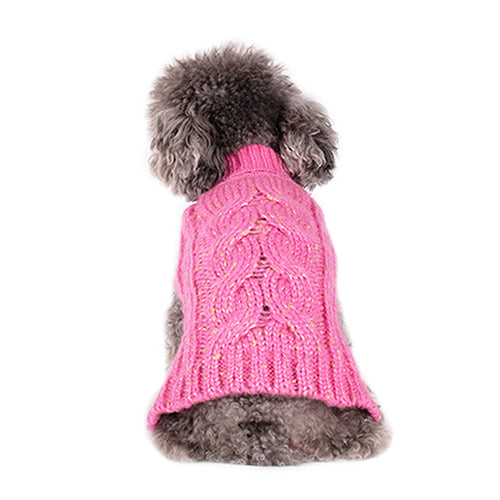 KYEESE Golden Yarn Fashion Cable Knit Pet Sweater (PINK)