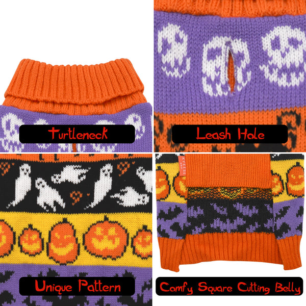 KYEESE Dog Sweaters Halloween Theme Dog Sweaters with Leash Hole for Small Medium Large Dogs Dog Clothes