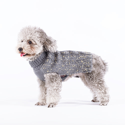 KYEESE Golden Yarn Fashion Cable Knit Pet Sweater (GREY)