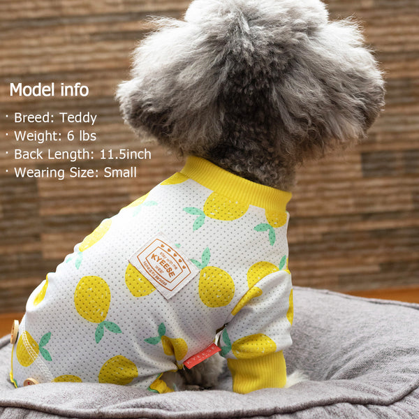 KYEESE Dog Pajamas Stretchable Dog Pjs 4 Legs Pet PJS Lemon Lightweight Puppy Cat Pajama Onesie