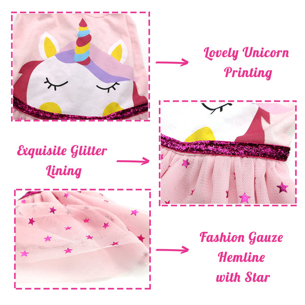 KYEESE Dog Unicorn Dress Princess Pet Apparel Dogs Wedding Dress Spring Summer Fashion