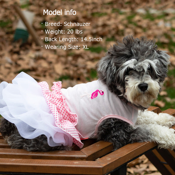 KYEESE Dog Dress Tiered Ruffle Dog Dresses Flamingo for Small/Medium Dogs Polka Dot Dog Birthday Dress Dog Wedding Dress Formal Dress