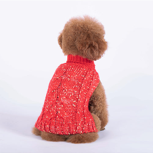 KYEESE Golden Yarn Fashion Cable Knit Pet Sweater (RED)
