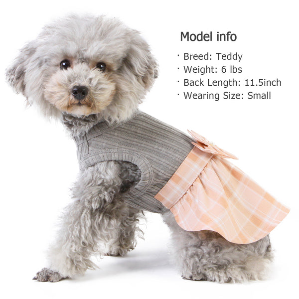 KYEESE ELEGANT PLAID BOWTIE DOG DRESS
