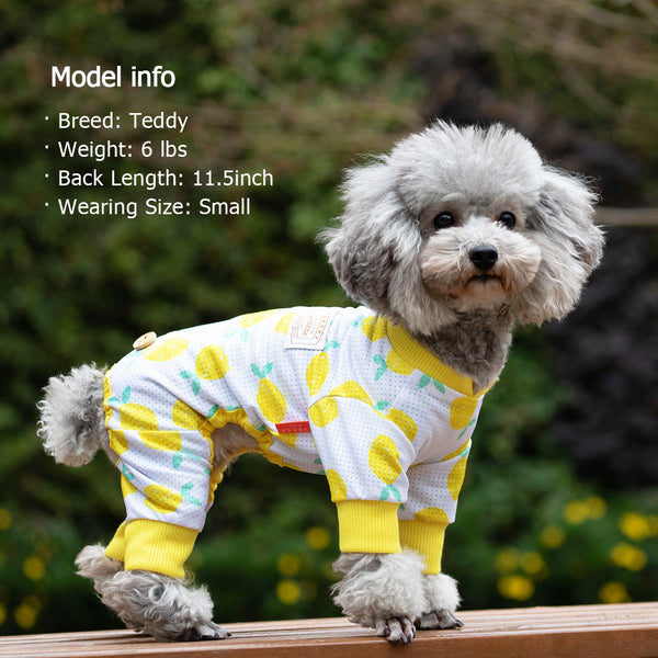 KYEESE Dog Pajamas Stretchable Dog Pjs 4 Legs Pet PJS Lemon Lightweight Puppy Cat Pajama Onesie