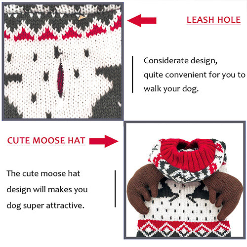 KYEESE CHRISTMAS CUTE REINDEER DOG HOODIE SWEATER