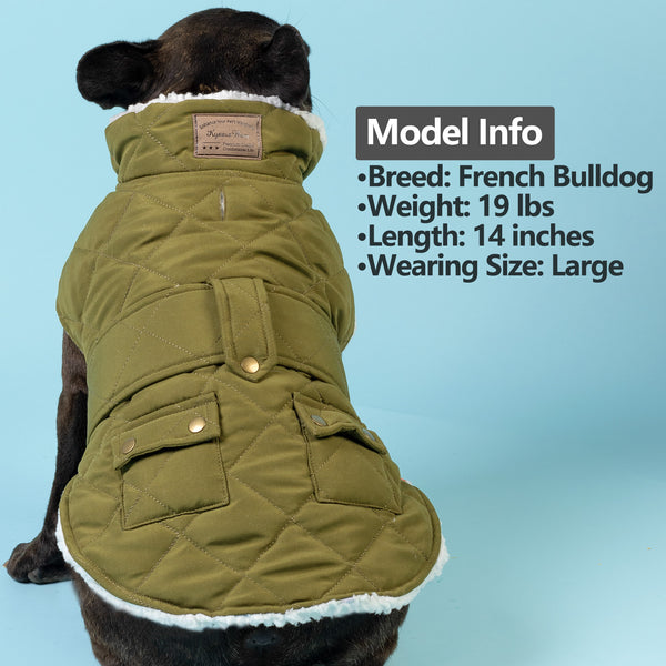 KYEESE Dog Cold Weather Coats Windproof Padded Sherpa Warm Dog Jacket for Small Medium Large Dogs with Leash Hole Dog Apparel