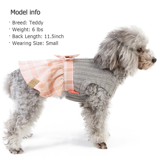 KYEESE ELEGANT PLAID BOWTIE DOG DRESS