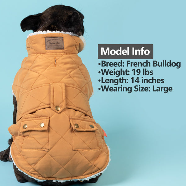 KYEESE Dog Cold Weather Coats Windproof Padded Sherpa Warm Dog Jacket for Small Medium Large Dogs with Leash Hole Dog Apparel