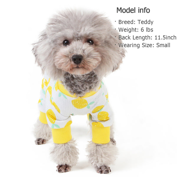 KYEESE Dog Pajamas Stretchable Dog Pjs 4 Legs Pet PJS Lemon Lightweight Puppy Cat Pajama Onesie