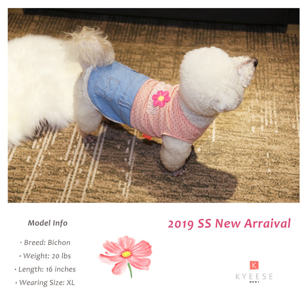 KYEESE Dog Sunflower Shirt with Lace for Girl Dog T Shirt Spring Summer Fashion