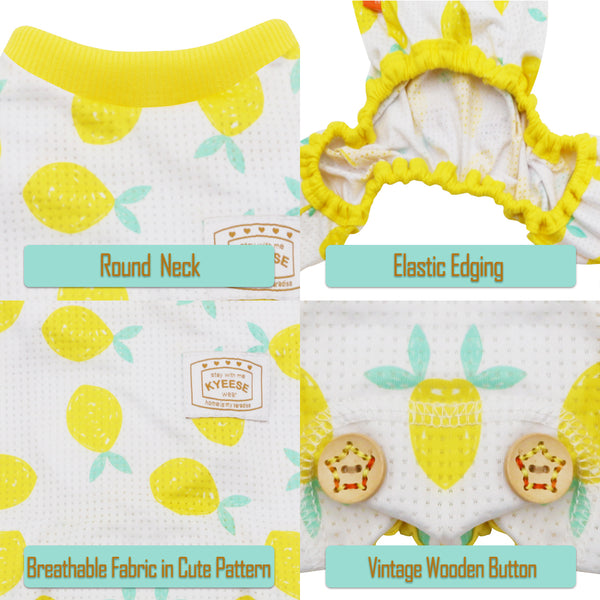 KYEESE Dog Pajamas Stretchable Dog Pjs 4 Legs Pet PJS Lemon Lightweight Puppy Cat Pajama Onesie