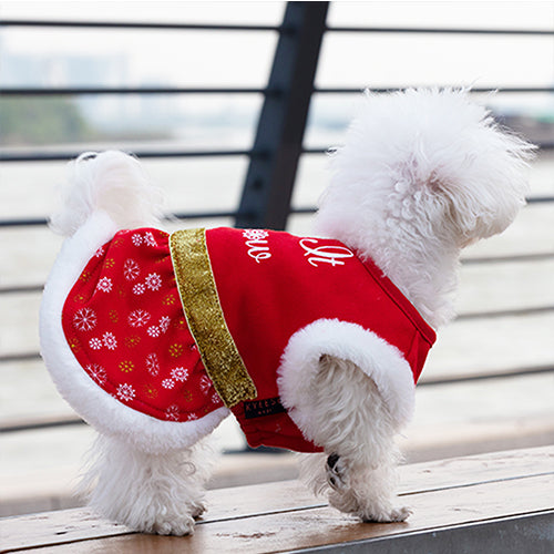 KYEESE Christmas Holiday Fur Hem Pet Dress