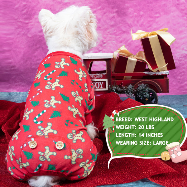 KYEESE Dog Pajamas Christmas Tree Gingerbread Man Dog Pjs Xmas Holiday Dog Onesie Stretchable Soft Material