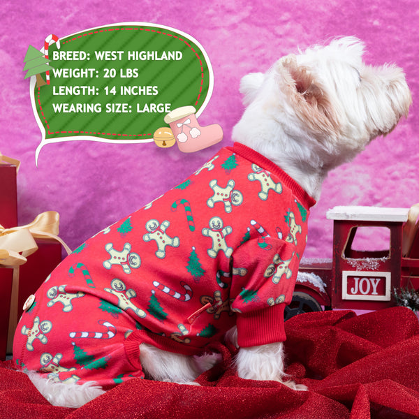 KYEESE Dog Pajamas Christmas Tree Gingerbread Man Dog Pjs Xmas Holiday Dog Onesie Stretchable Soft Material