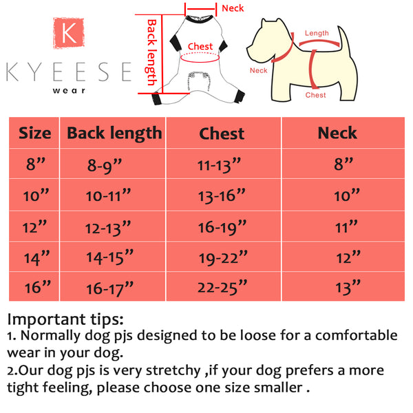 KYEESE Dog Pajamas Cotton Stretchable Dog Jumpsuit 4 Legs Strip PJS Spring Summer Pet Puppy Apparel